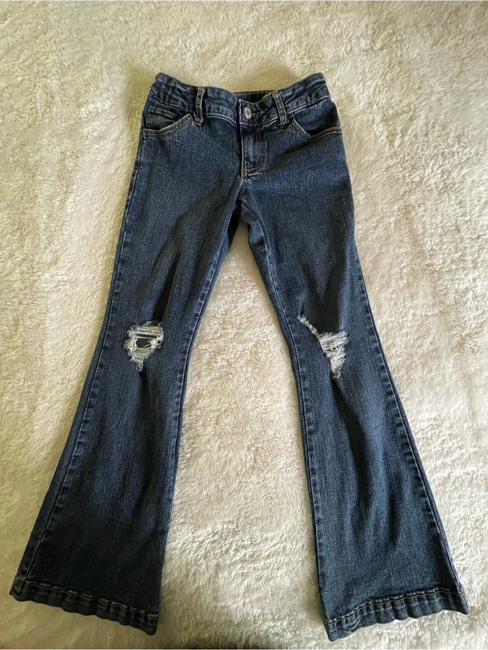 Art Class Dark Blue Distressed Flare Jeans